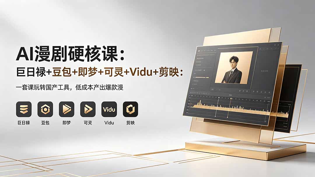 AI漫剧硬核课程：巨日禄、豆包、即梦、可灵、Vidu与剪映的完美结合，轻松掌握国产工具，低成本创造出爆款漫剧。