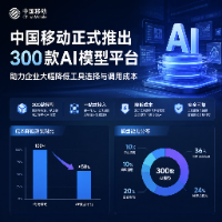 中国移动正式推出300款AI模型平台，助力企业大幅降低工具选择与调用成本。