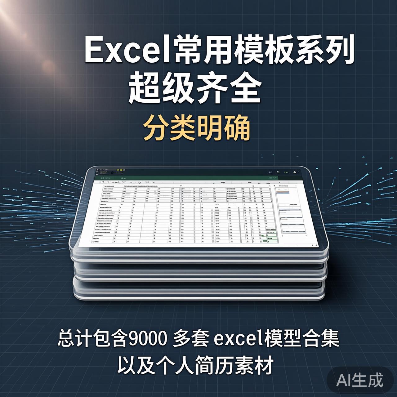 Excel常用模板系列超级齐全，分类明确，总计包含9000多套excel模型合集以及个人简历素材。